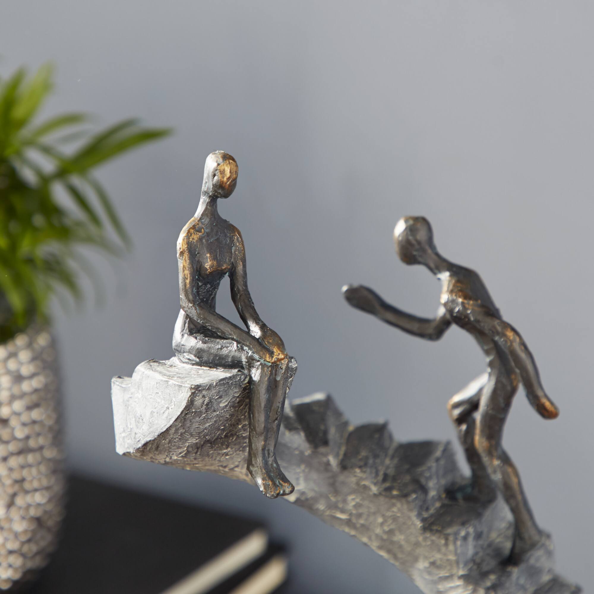 14" Black Modern Couple Sculpture